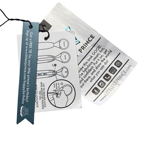 Littlest Prince Boys 2-5 Yr Orange Gray White Stripe Tie Necktie NEW Formal - Picture 4 of 5